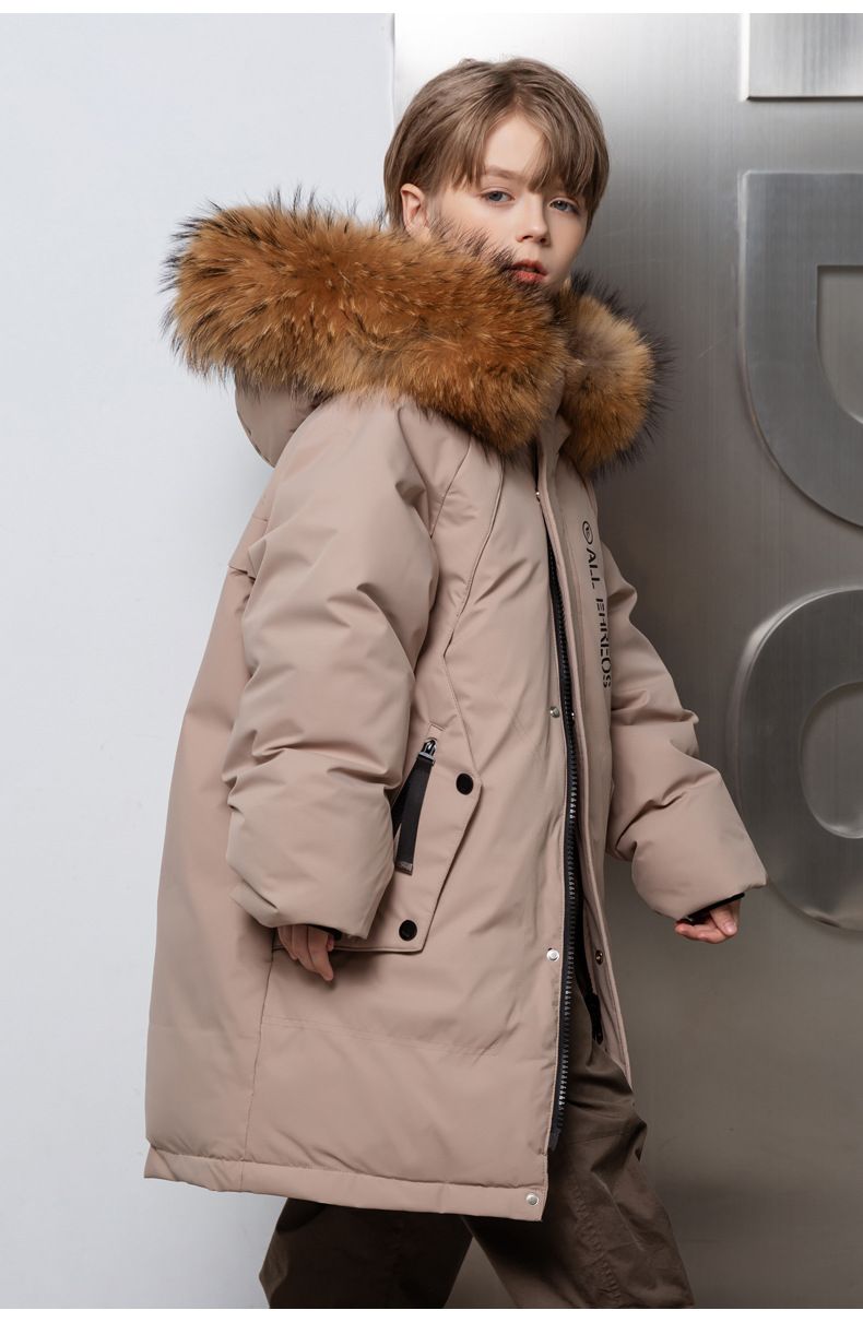 Boys' Winter Puffer Jacket With Hood - Lightweight Warm Down Coat For Kids, Water-Resistant Outerwear, Loose Fit, Zipper Closure, Multiple Colors_voghion.com