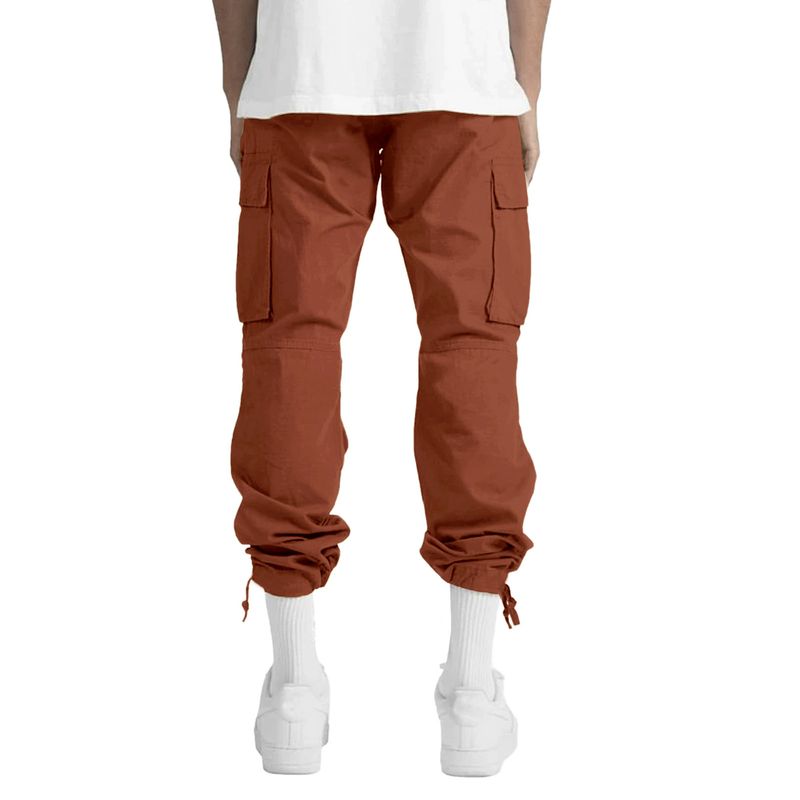 Ropa de Hombre Exclusivamente Pantalones de Trabajo Deportivos para Hombre Color Sólido Cordón Multibolsillos_voghion.com