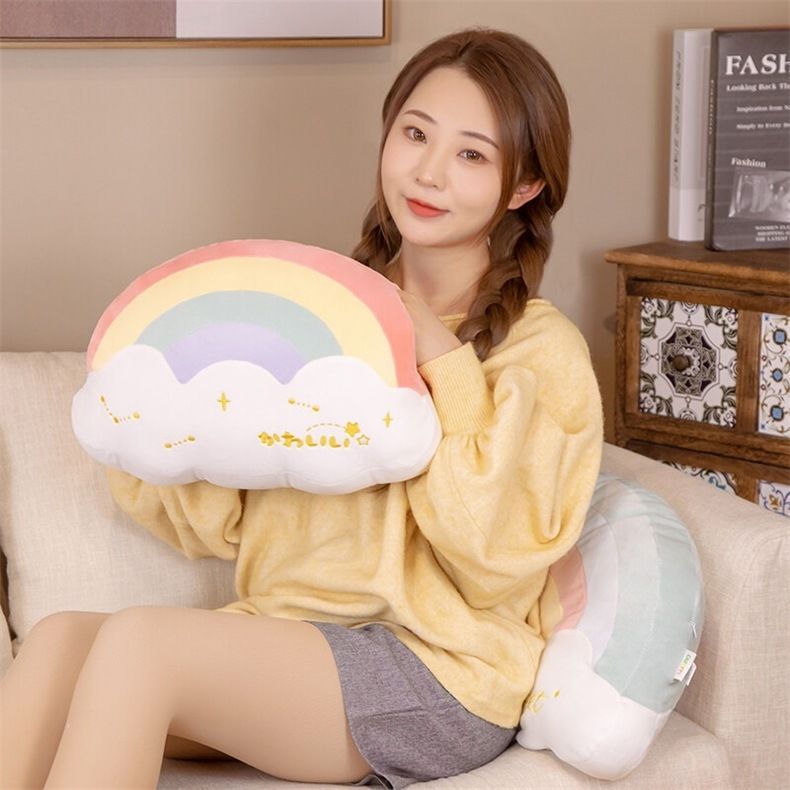 Trendy New Rainbow Süßes Dual-Use Schlaf-Nickerchen Handgewickeltes Plüschkissen Geschenk-Taillenkissen_voghion.com