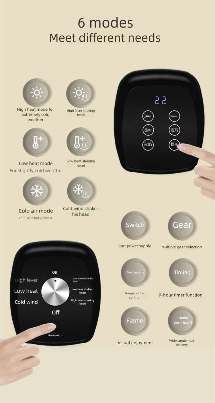 Portable Electric Heater, Wall Hanging Heat Fan For Home, Office, Quiet, 2000W, EU Standard Plug_voghion.com