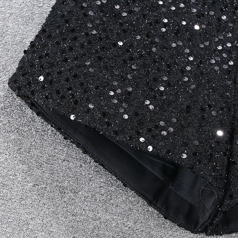 Dammekleedung héichwäerteg glänzend Lieder Shorts Héich Taille Wollen Casual A Line Hosen Baussebekleedung Bottom Stiwwelen Hosen_voghion.com