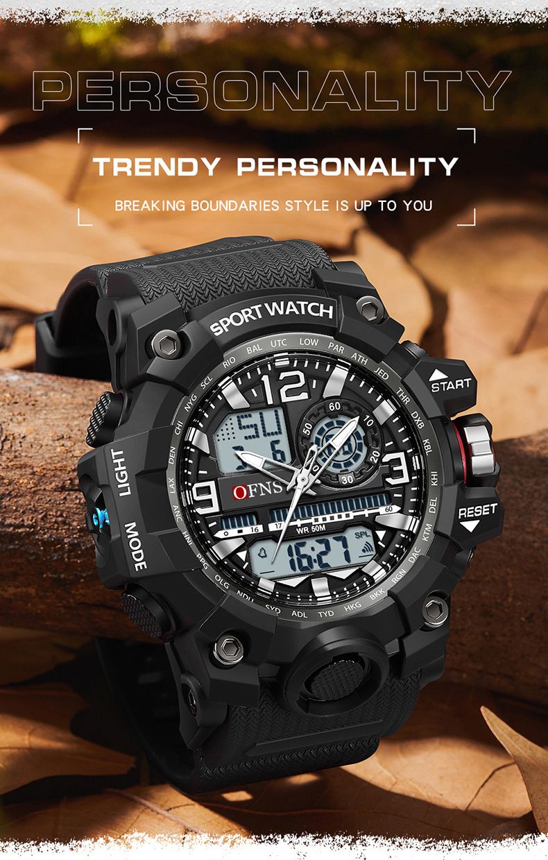 Men's Digital Analog Watch With Alarm, Stopwatch, Night Light, 50m Waterproof, Sport Outdoor Wristwatch For Daily Use Sports Waterproof Electronic_voghion.com