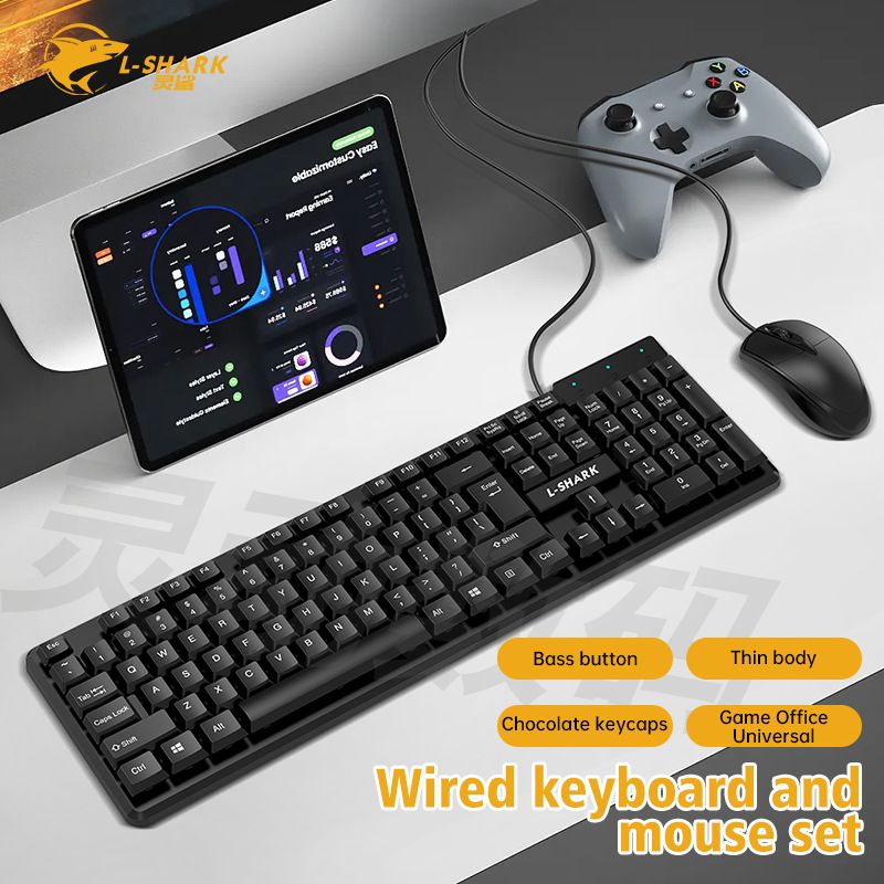 Hot Selling 104 Keys ABS Wired Keyboard Mouse Two Piece Set Silent Office Typing Game Laptop_voghion.com