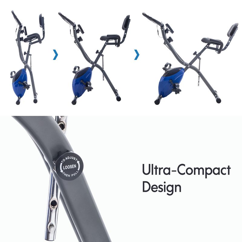 Folding Exercise Bike, Fitness Upright And Recumbent X-Bike With 16-Level Adjustable Resistance, Arm Bands And Backrest_voghion.com