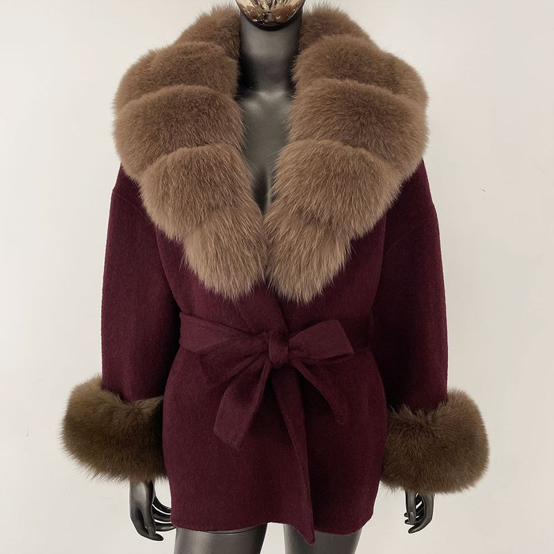 Luxuriöser doppelseitiger Wollmantel mit Fuchspelzkragen – Übergroßer Damen-Wintermantel, eleganter mittellanger Trenchcoat für Freizeit und Büro_voghion.com