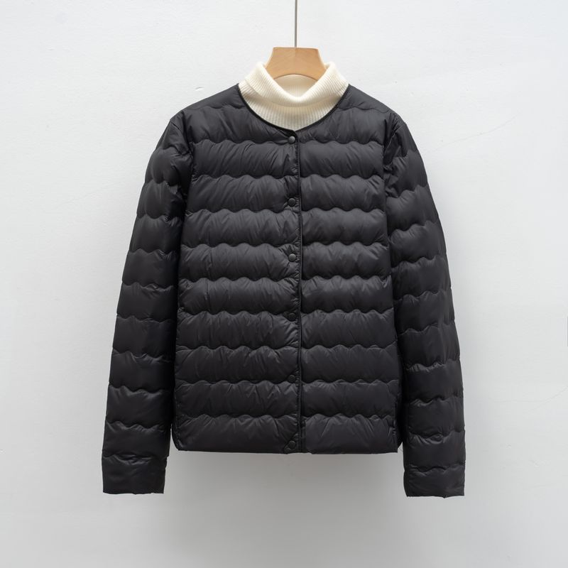 Pinghu Chixin Liner New National Standard 90 Versatile Round Neck Simple Wave Pattern Autumn Winter Coat Down Jacket For_voghion.com