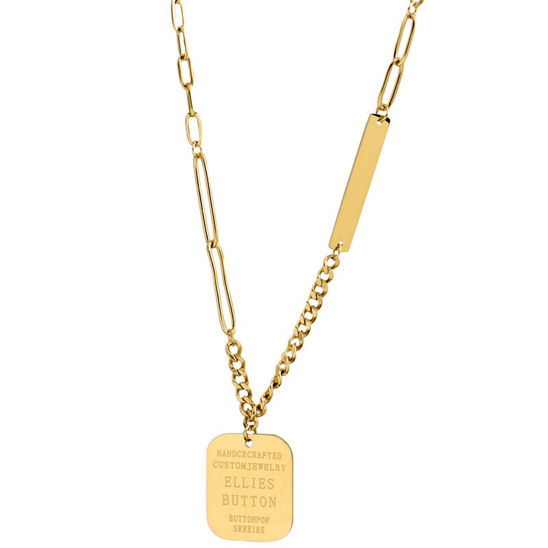 Collana con lettera quadrata di lusso leggero in acciaio al titanio di alta qualità per le donne Instagram stile freddo e indifferente,_voghion.com