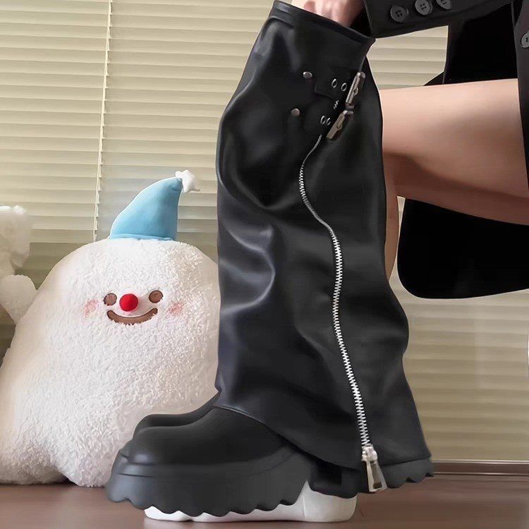 Over-the-Knee Long High Tube Height-Increasing Riding Thick-Soled Wide-Toe Western Boots For Women Autumn Winter 2025_voghion.com