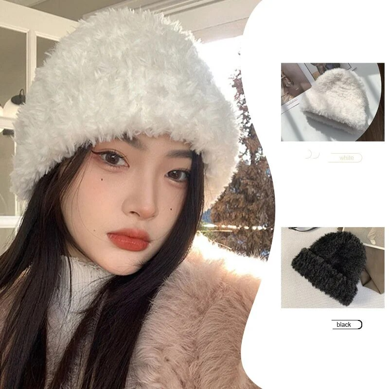 Kore Yumuşak Çok Yönlü Peluş Çocuk Kış Sıcaklığı Büyük Kafa Bandı Örme Net Kırmızı Ekran Yüz Küçük Kulak Koruması Soğuk_voghion.com