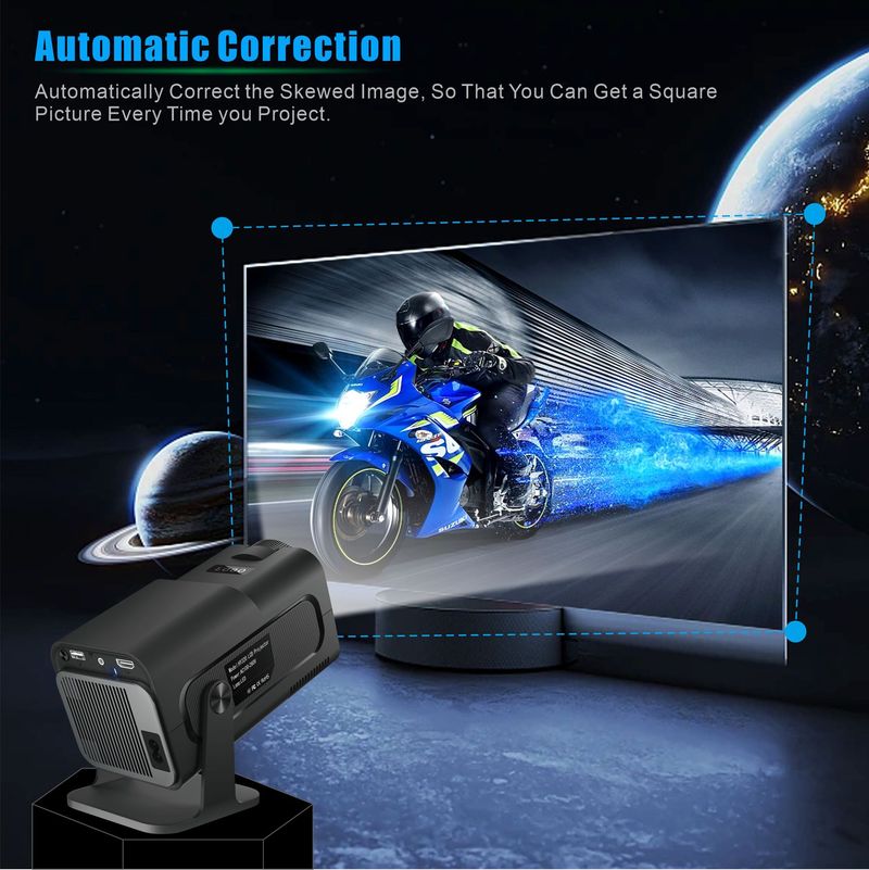 Przenośny projektor 4K z automatyczną korekcją 130-calowy wyświetlacz | WiFi Bluetooth | Android 11.0 do wieczorów filmowych w kinie domowym (bez wbudowanych głośników)_voghion.com