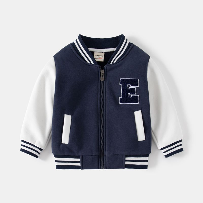 Abbigliamento per bambini coreano all'ingrosso, giacca da baseball per ragazzi, giacca spessa per bambini, camicia con cerniera per bambini, vestiti ricamati con lettere_voghion.com
