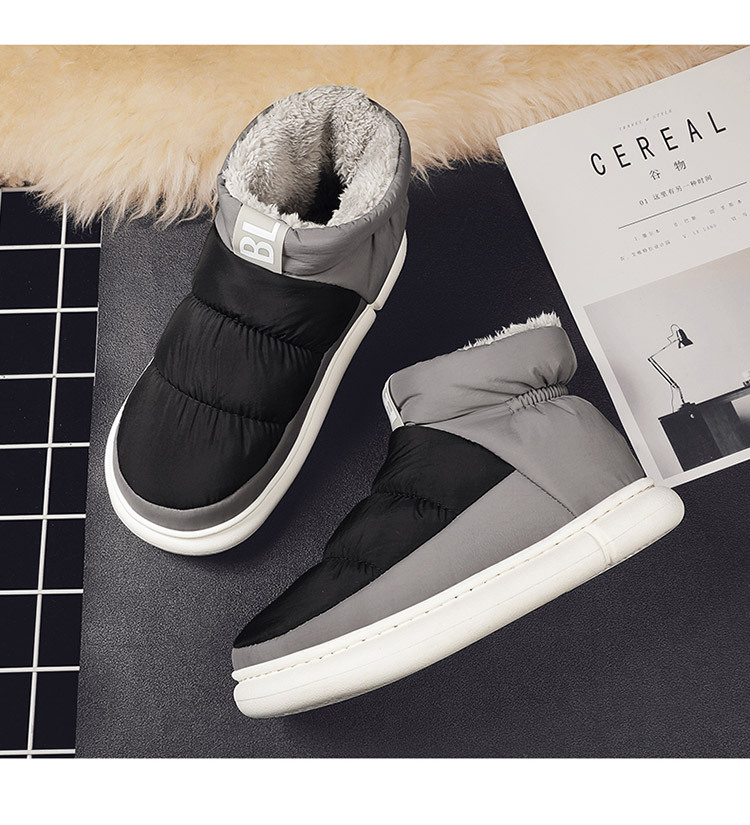 2023 nuove scarpe invernali in cotone genitore-figlio più velluto per mantenere le coppie calde, scarpe da uomo alte da neve per interni ed esterni_voghion.com