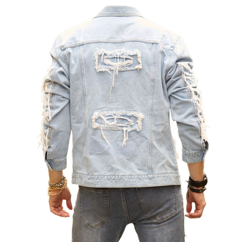 Giacca alla moda primavera autunno, giacca da uomo in denim per adolescenti, ampia e alla moda, versione coreana_voghion.com