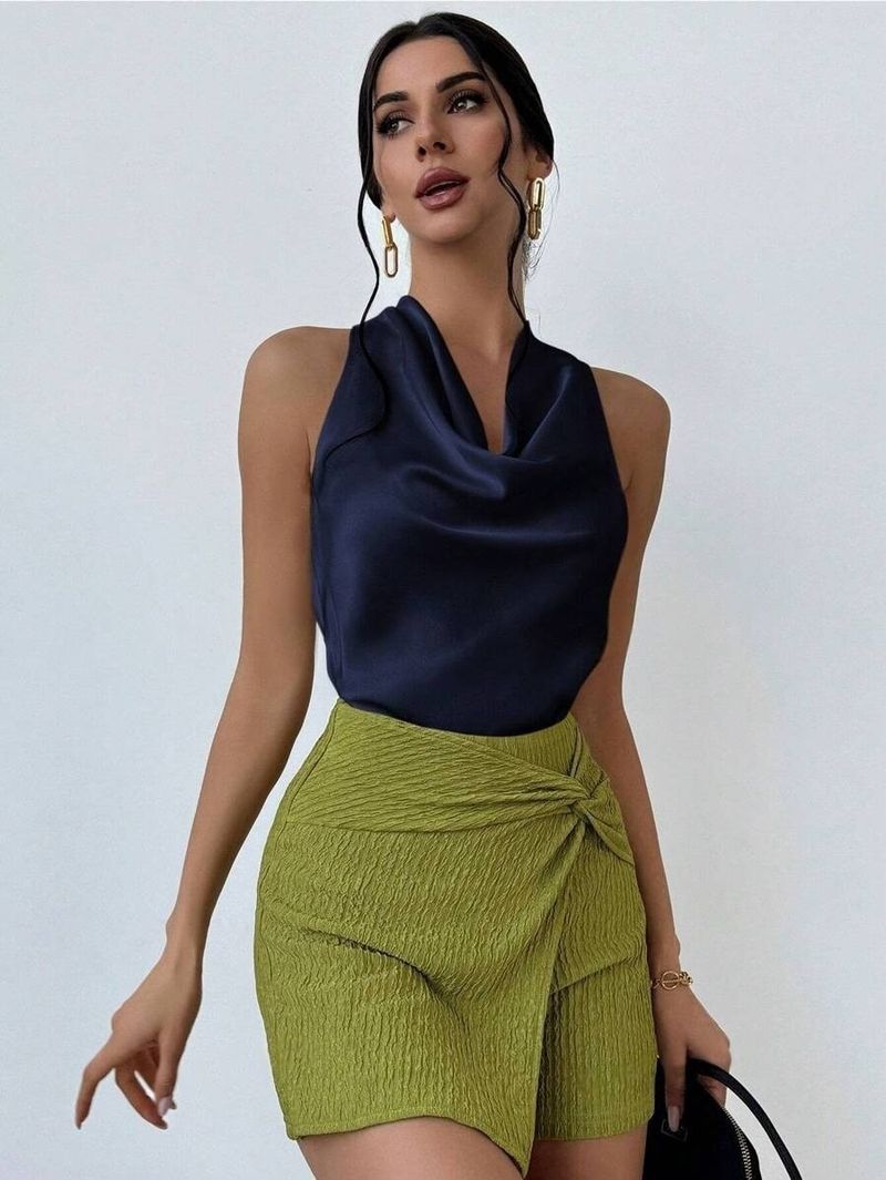 Women's Sexy Sleeveless Satin Blouse 2025 Spring Summer Work Shirt_voghion.com