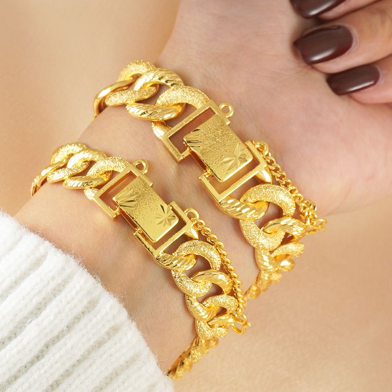 Pulseira luxuosa de corrente cubana fosca banhada a ouro para mulheres, estilo hip-hop, adequada para casamentos e glamour diário_voghion.com