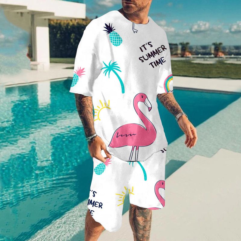 Ensemble 2 pièces ample et décontracté pour hommes, manches courtes et Short, vacances hawaïennes, à la mode et à la mode, 2023_voghion.com