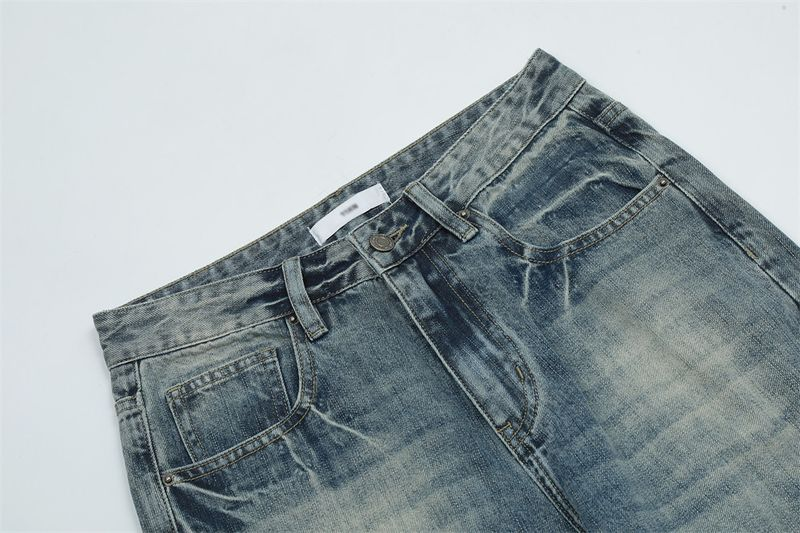 Herrjeans utsvängda Herrmärke Mode Lös vid fot Micro Cropped Byxor Färg Tvätt Lång_voghion.com