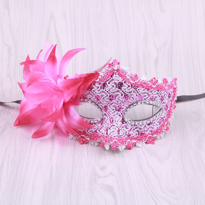 2015 Nieuw Venetiaans masker Kant Strass Leren masker Lelie Bloem Prinses Masker met Bloem_voghion.com