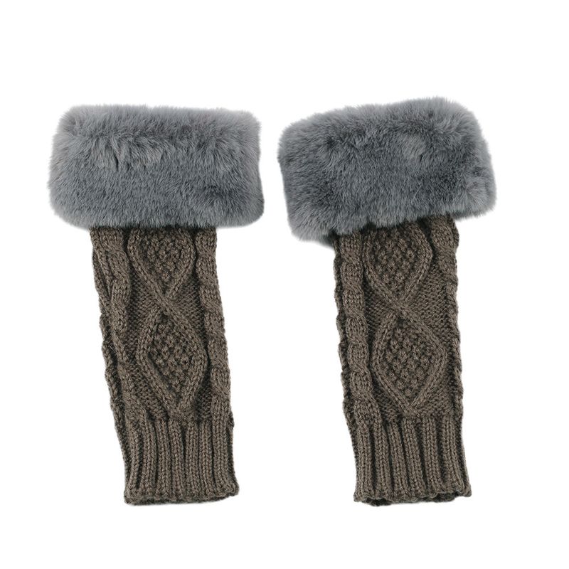 Damskie dzianinowe wełniane rękawiczki z półpalcami – ciepłe i miękkie, z podwójnym wzorem w romby, na jesień i zimę (krótki mankiet, stylowe i wygodne)_voghion.com