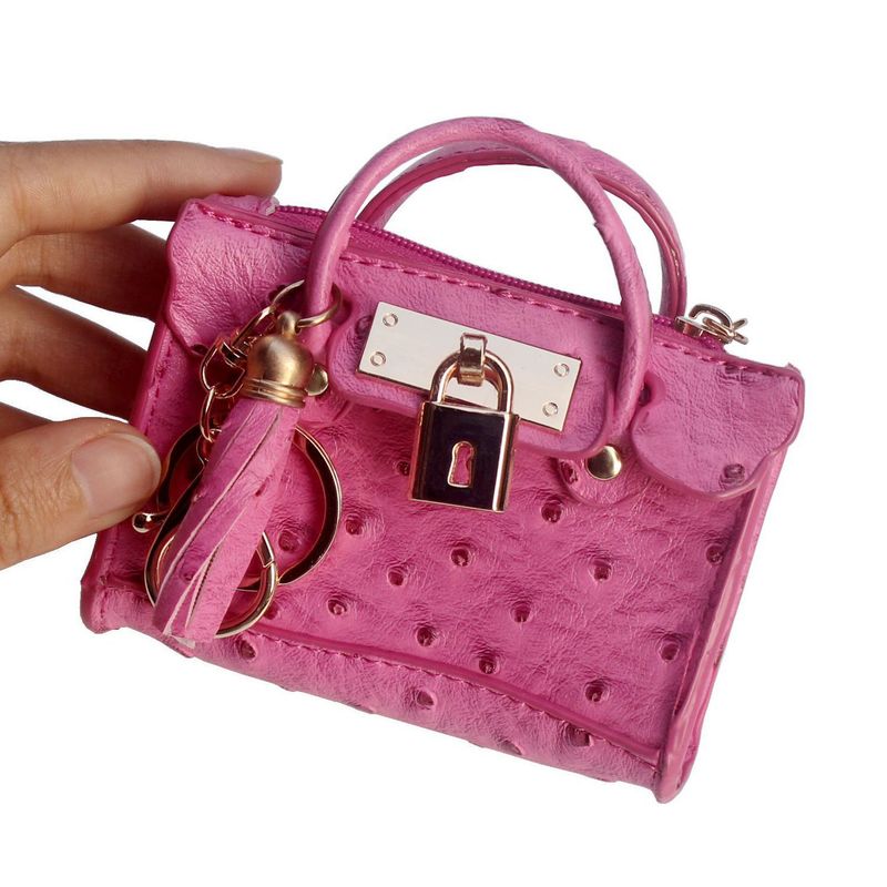 Europäesch an amerikanesch Moud Quasten portable Mënzportemonnaie Straussmuster Schlësseletui Mini kleng Handtasche Poppen Bijouentasche_voghion.com