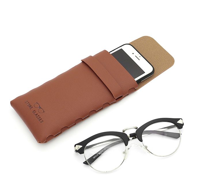 Bolsa para gafas unisex de cuero suave, simple, para miopía, gafas de lectura, Funda de cuero, bolsa suave portátil para hombre, bolsa de almacenamiento, funda para gafas de cuero fresco para mujer_voghion.com