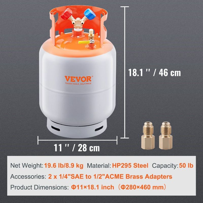With 400 Highsealing Portable Liquid Cylinder Psi Refrigerant Tank For YValve Rvery Vapor R Rvery For Can Capacity Tank 50 LBS_voghion.com