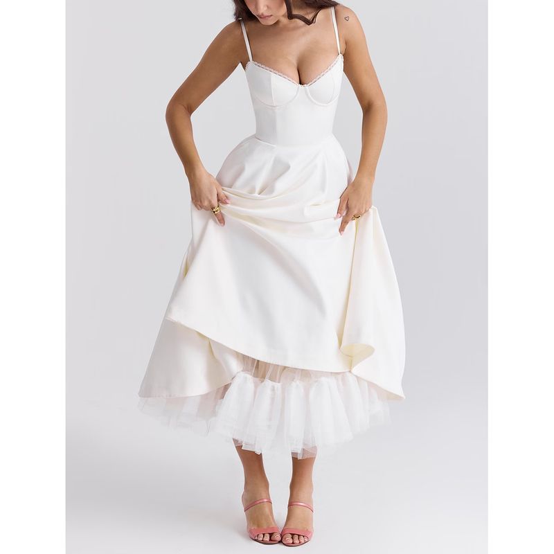 Gonna lunga con bretelle e scollo a V, senza maniche, per abbigliamento da donna_voghion.com