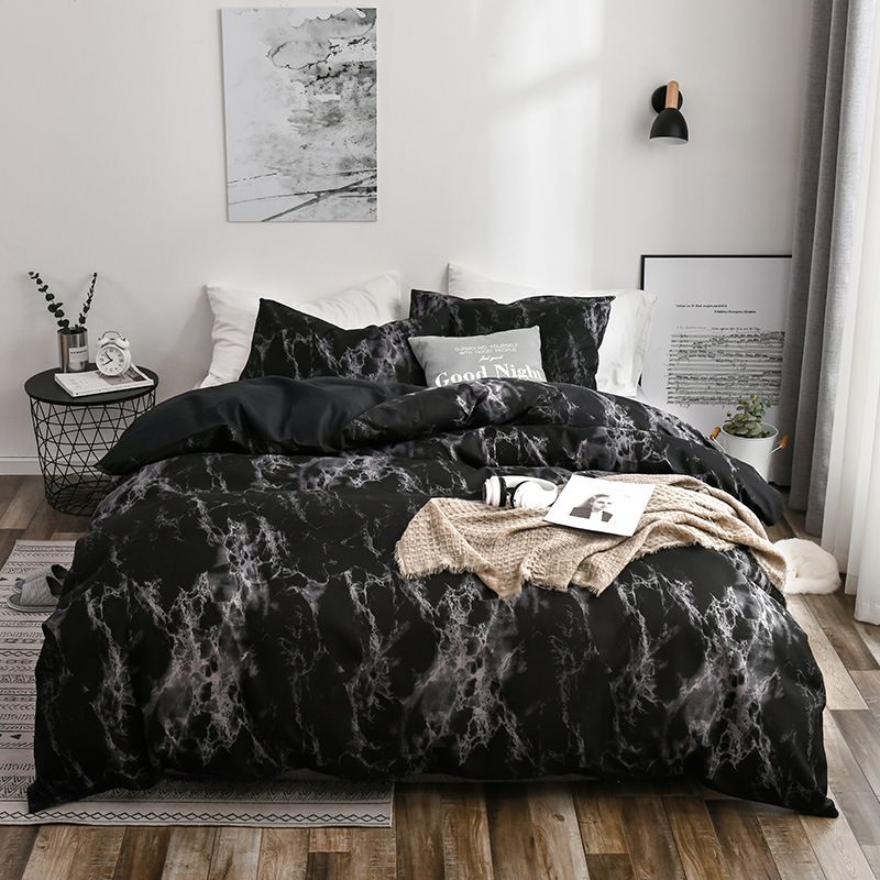 Luxury Marble Print Duvet Cover Set - 3/4 Piece Brushed Polyester Bedding With Pillowcases Minimalist Solid Color Design For Queen/King Size_voghion.com
