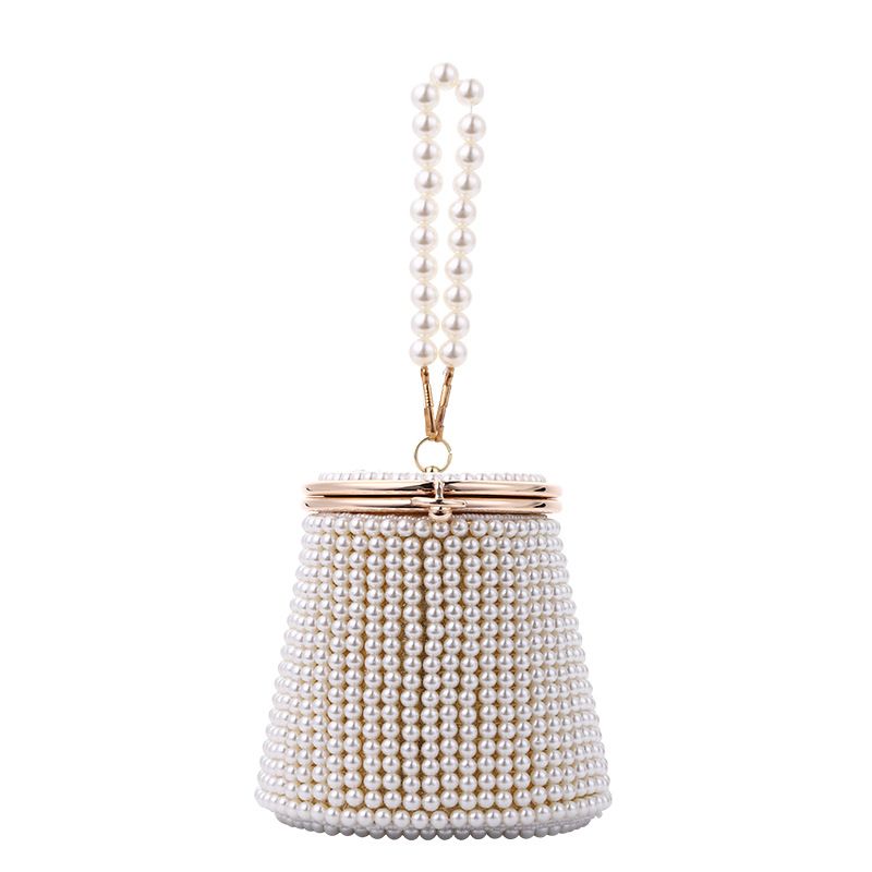 New Internet Celebrity Mini Handbag Evening Niche DIY Pearl Bucket Bag_voghion.com