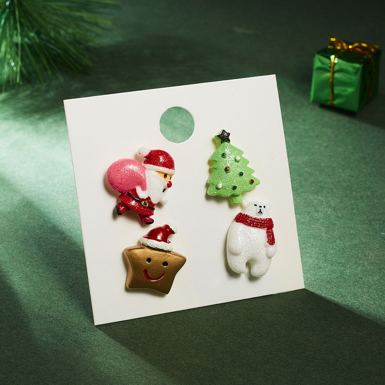 Christmas collection New Santa Claus crutch Elk acrylic Christmas paper card brooch set ornaments_voghion.com