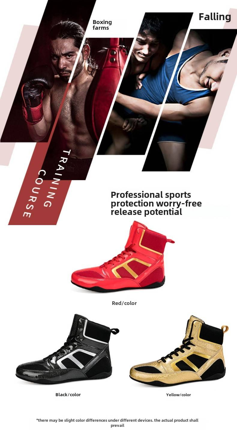 Zapatos de boxeo antideslizantes y anticaídas para hombres y mujeres de gran tamaño, zapatos de lucha para entrenamiento de lucha, zapatos de lucha Sanda ligeros, resistentes al desgaste y antideslizantes._voghion.com