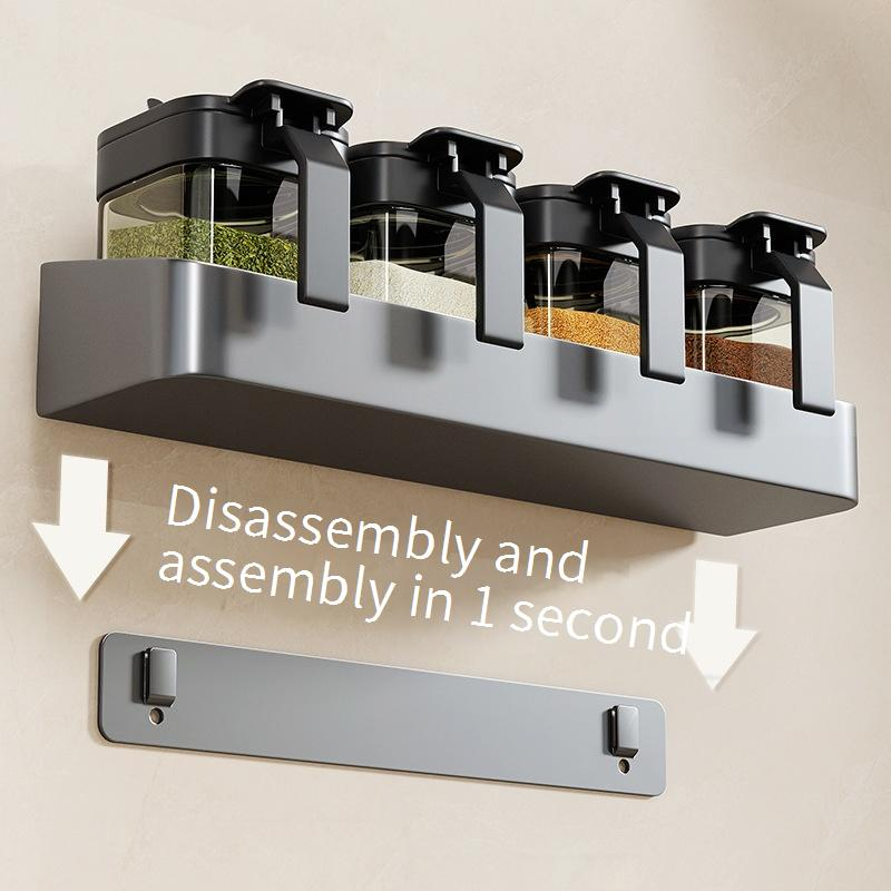 kichen Storage Set Box Rack Combination Set Seasoning Jar Bottle Storage Rack Home Kitchen Wall Hanging Salt Jar Sealed_voghion.com