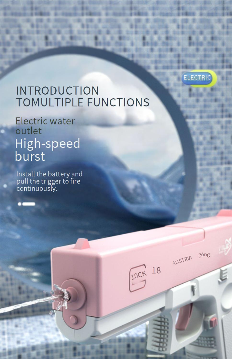 Pistola de agua eléctrica Glock para niños, juguete de pistola de agua de combate Glock_voghion.com