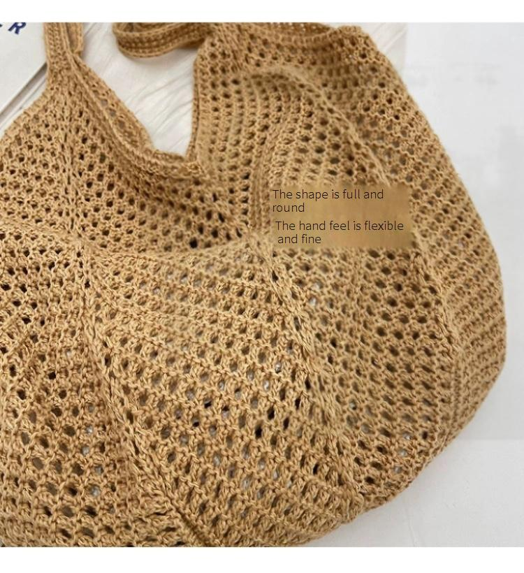 Large Woven Tote Bag For Women - Summer Beach Bag With Openwork Design_voghion.com