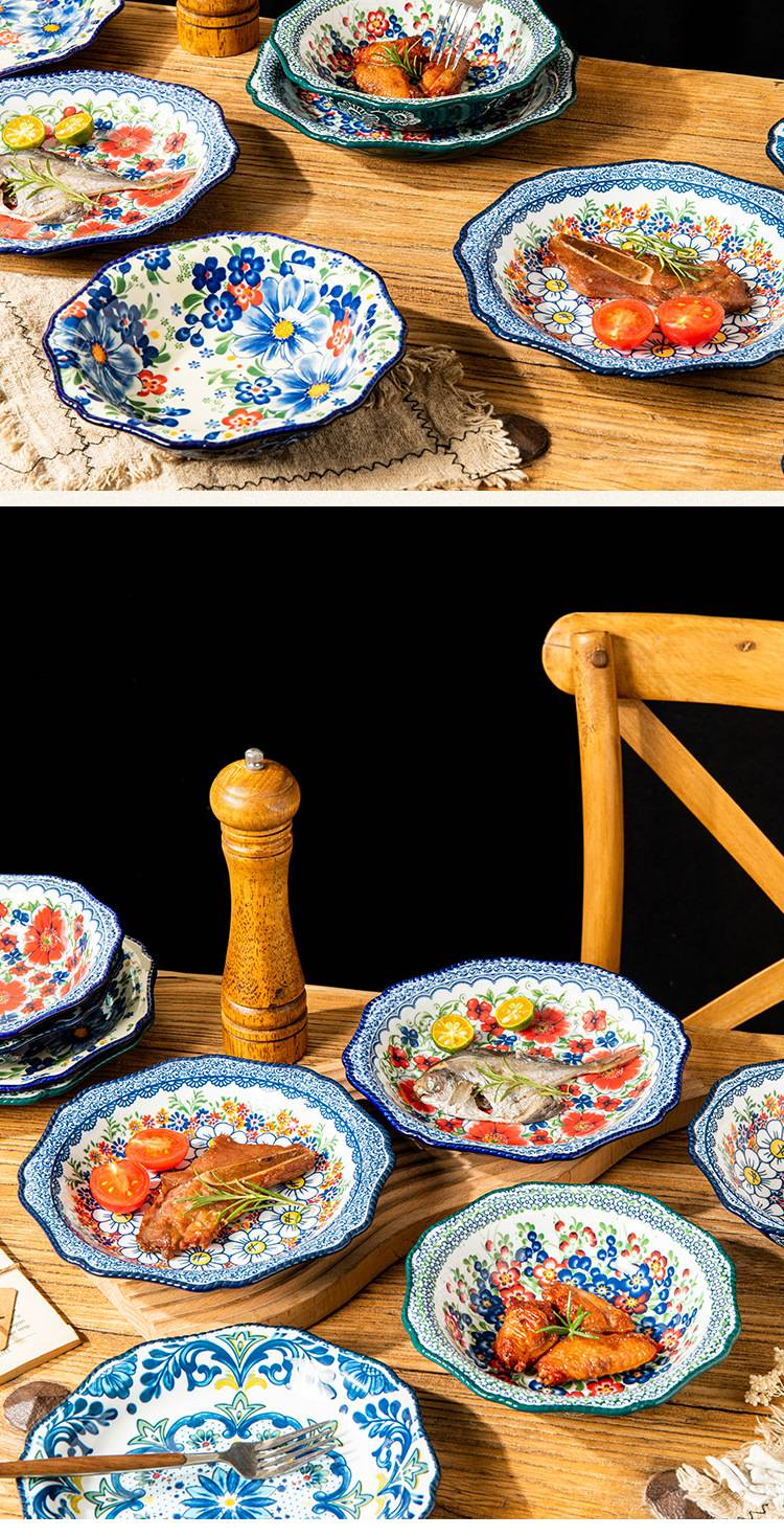 Essteller-Set aus Keramik im polnischen Stil – tiefe Vintage-Schale für Steak, Obst und Frühstück (elegant, langlebig, vielseitig einsetzbar)_voghion.com