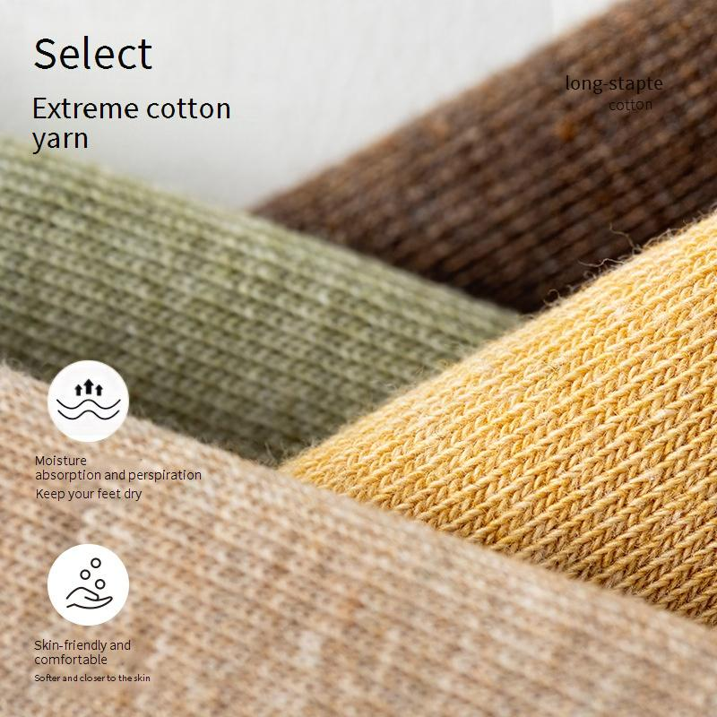 Chaussettes pour femmes en pur coton, chaussettes tube moyennes pour printemps et automne, pur coton antibactérien, déodorant, anti-boulochage, pur coton, couleur unie_voghion.com