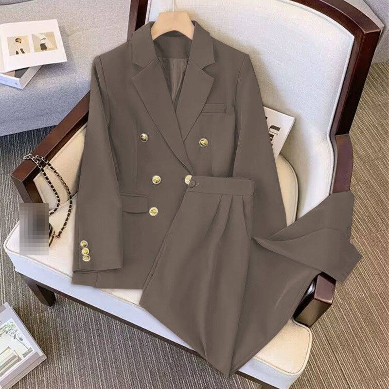 Elegant Plus Size Women's Blazer Suit Set - Stylish Loose Fit Office Wear With Classic Lapel & Button Detail (Multiple Colors/Sizes)_voghion.com