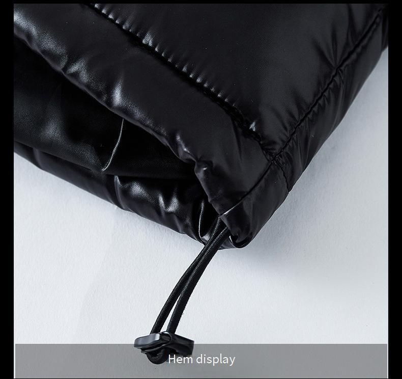 Piumino unisex nero lucido con cappuccio - Foderato in pile, spesso, vestibilità oversize per uomo e donna_voghion.com