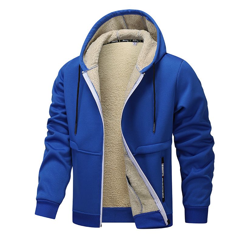 Giacca da uomo oversize in sherpa con fodera in pile - Cappotto invernale da lavoro con cappuccio, cerniera e tasche multiple, capospalla streetwear per casual e attività all'aperto_voghion.com