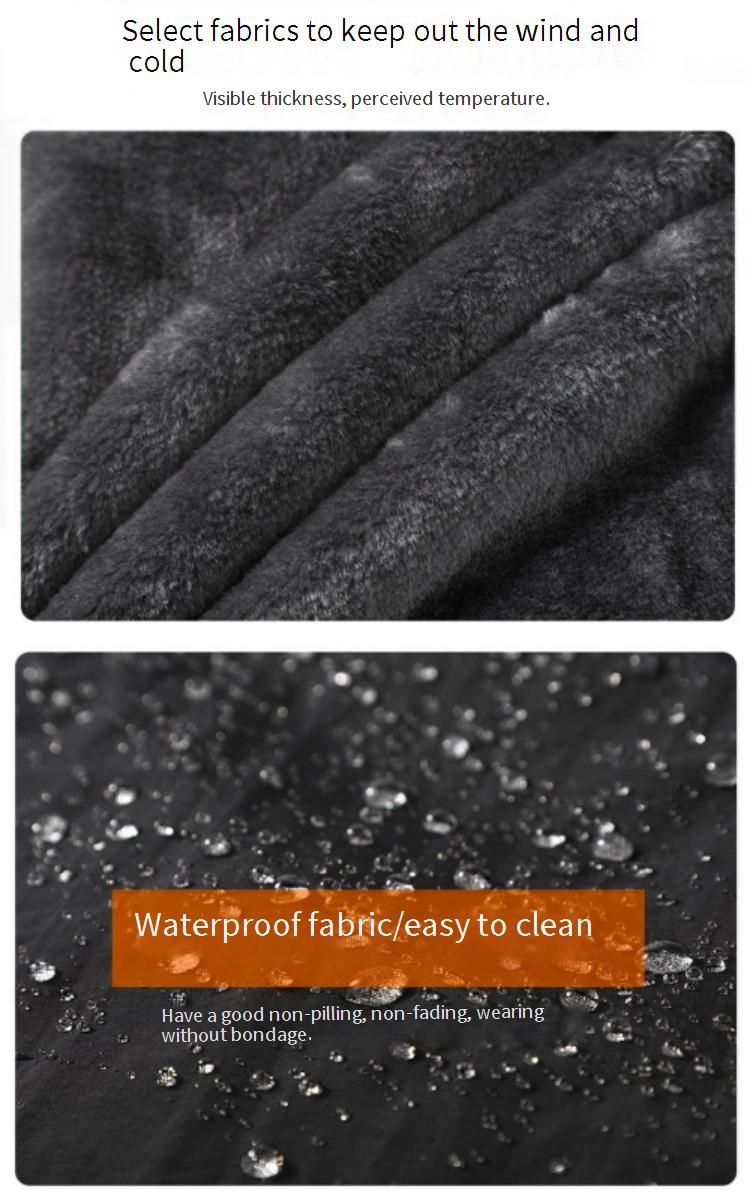 Men's Winter Fleece-Lined Hooded Jacket - Plus Size Warm Coat With Zip Pockets, Polyester Puffer Jacket For Casual & Outdoor_voghion.com