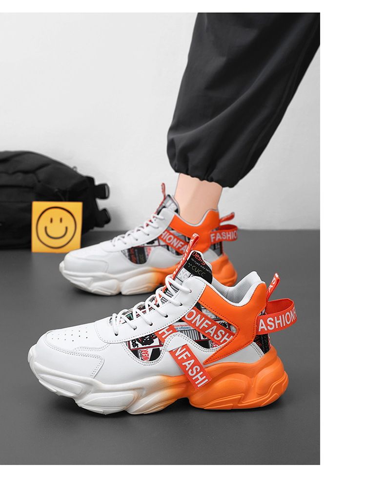 Spring Shoes New Breathable High Top Sports Trendy Versatile Inner Height, Casual Running Dad Shoes, Men's_voghion.com