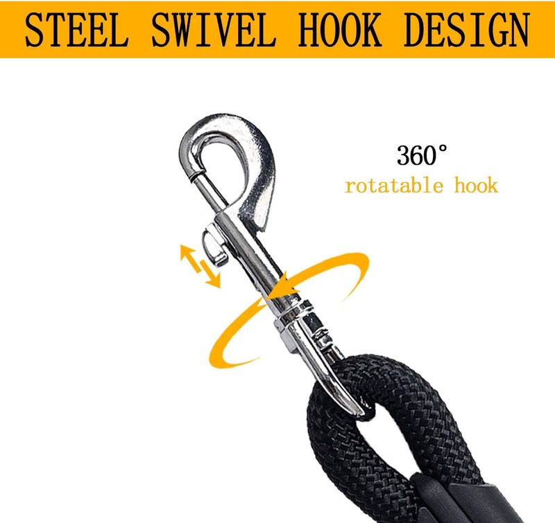 1,5 M Starke Hundeleine, Anti-Zug-Hundeleine Zum Training Oder Gehen, Geeignet Für Kleine, Mittlere Und Große Hunde, Schwarz_voghion.com