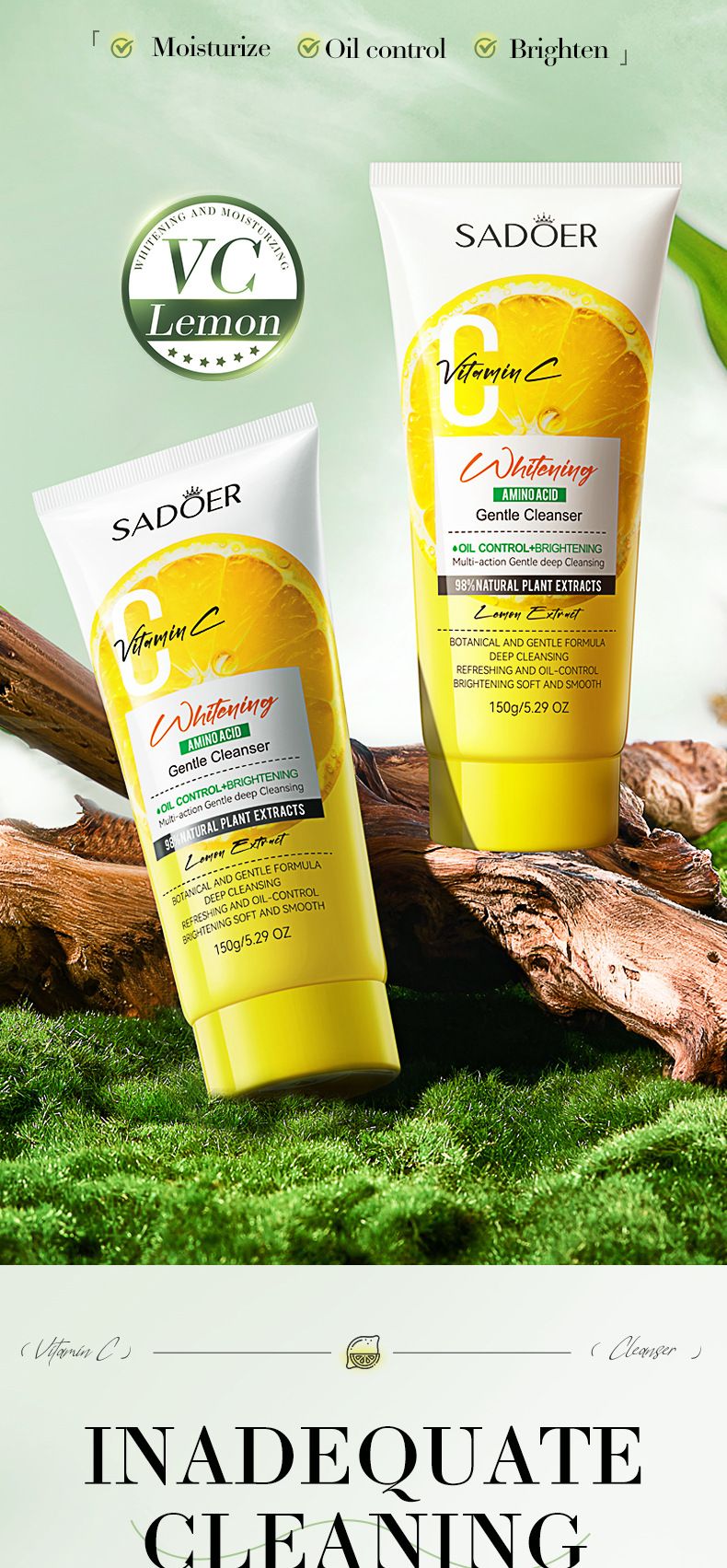 SADOER VC Brightening Cleansing Milk Series | 4-layer Fruit Extract Energy · Deep Cleansing · Universal (kiwi Fruit/citrus/grapefruit/lemon Optional)_voghion.com