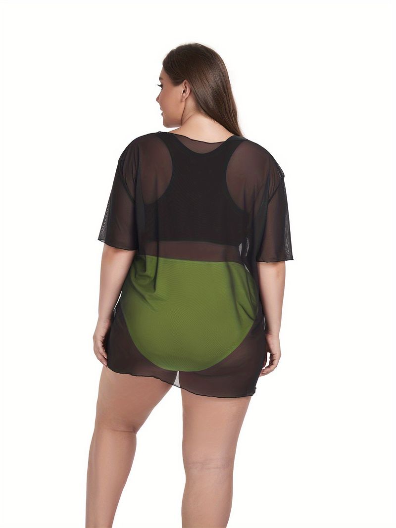 New Three-piece Swimsuit Women's Plus Size High-waisted Bikini Swimsuit Smock Set_voghion.com
