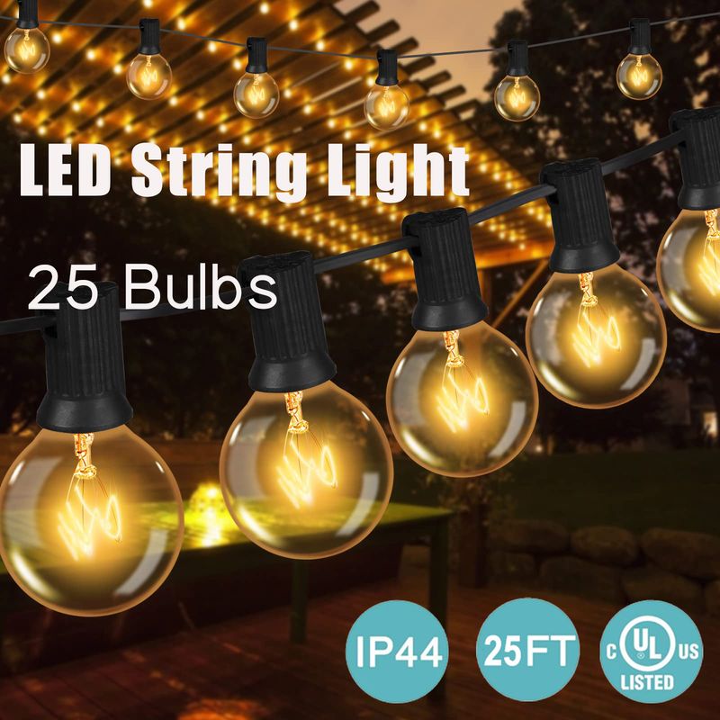 25 Ft G40 globusa spuldzes spuldzes ar 25 stikla vintage spuldzi āra terases dārza vītnes dekoratīvās pasaku Ziemassvētku gaismas_voghion.com