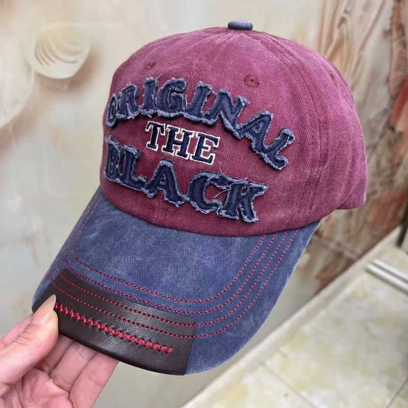 Cappellini da baseball da uomo, cappellini da baseball hip-hop, all'ingrosso, nuovi, stile casual, versatili, in denim, con lettere ricamate e pois._voghion.com