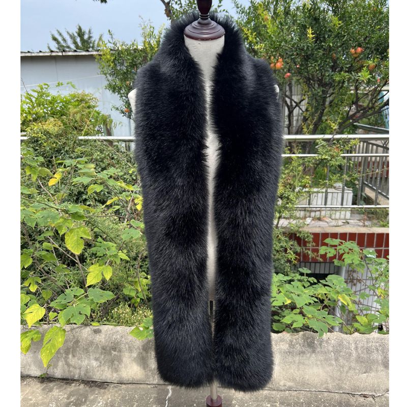 Versatile sciarpa lunga in pelliccia di volpe e procione, caldo scaldacollo in pelliccia per le donne in inverno_voghion.com