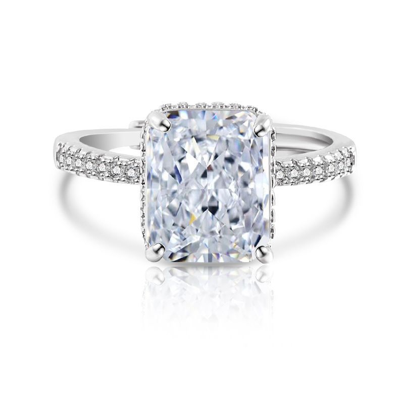 Damenring, rechteckig, farbiger Ring im Eisblumenschliff für Damen mit blinkendem Diamanten mit hohem Kohlenstoffgehalt, leicht, luxuriös_voghion.com