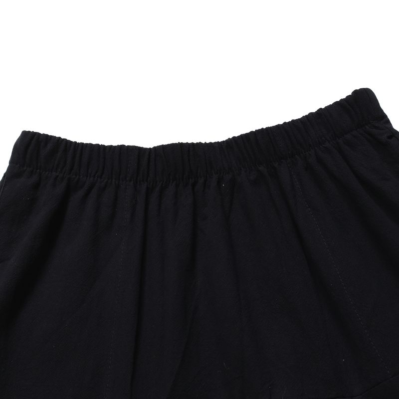 Man's Spring and Autumn fFashion Cotton and Linen Loose Cross-gear Pants Solid Color Beamed Feet Nine-point Pants_voghion.com
