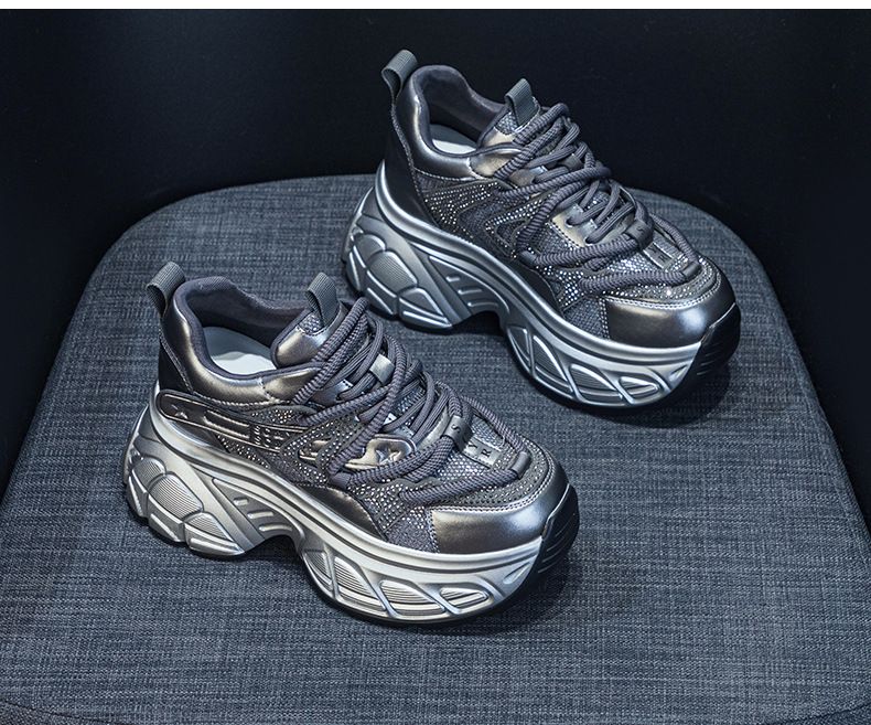 thick-soled Dad Shoes Women's Casual Versatile Fabric 9cm Height-increasing Women's Shoes_voghion.com